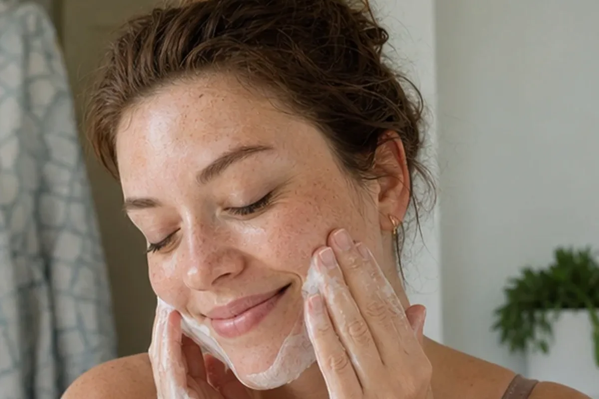 Authentischer Wohlfühlmoment passend zum Beauty-Thema Reinigungsöl für fettige Haut