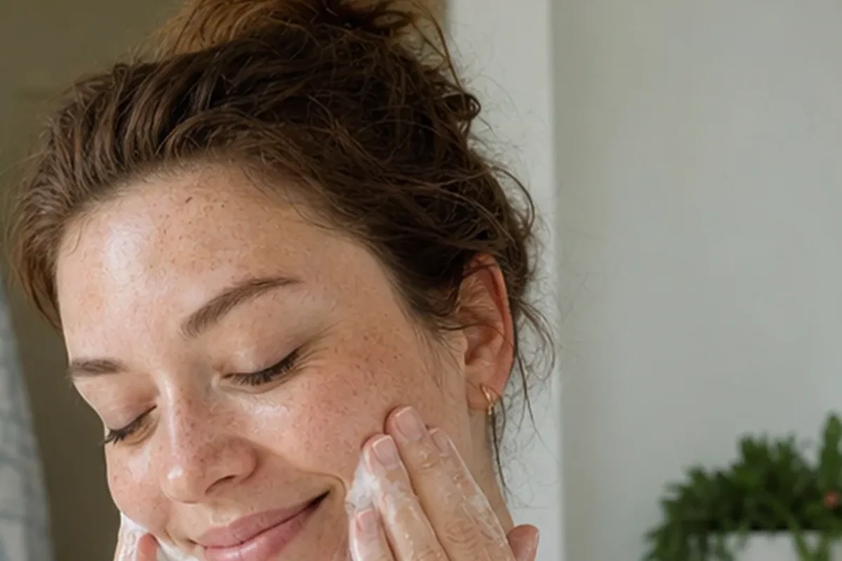Authentischer Wohlfühlmoment passend zum Beauty-Thema Retinol-Serum für Mischhaut