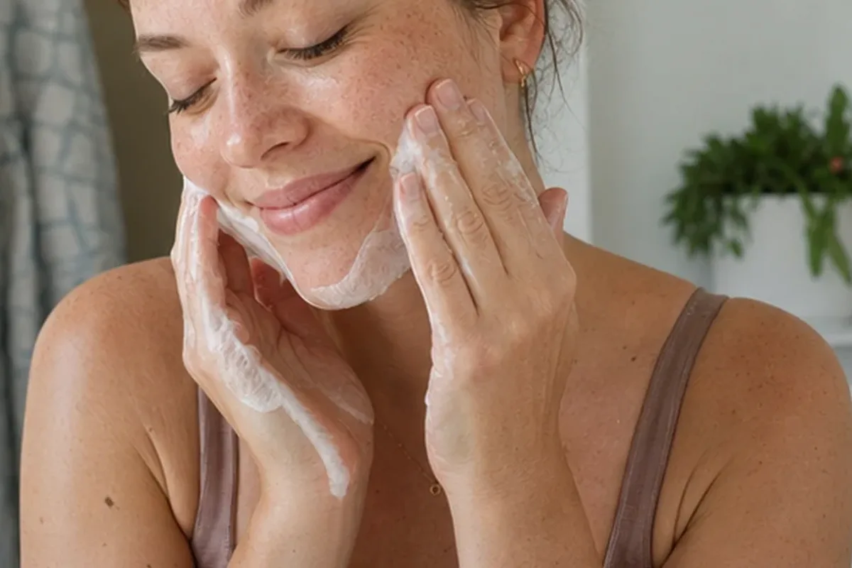Authentischer Wohlfühlmoment passend zum Beauty-Thema Gesichtsmaske für trockene Haut