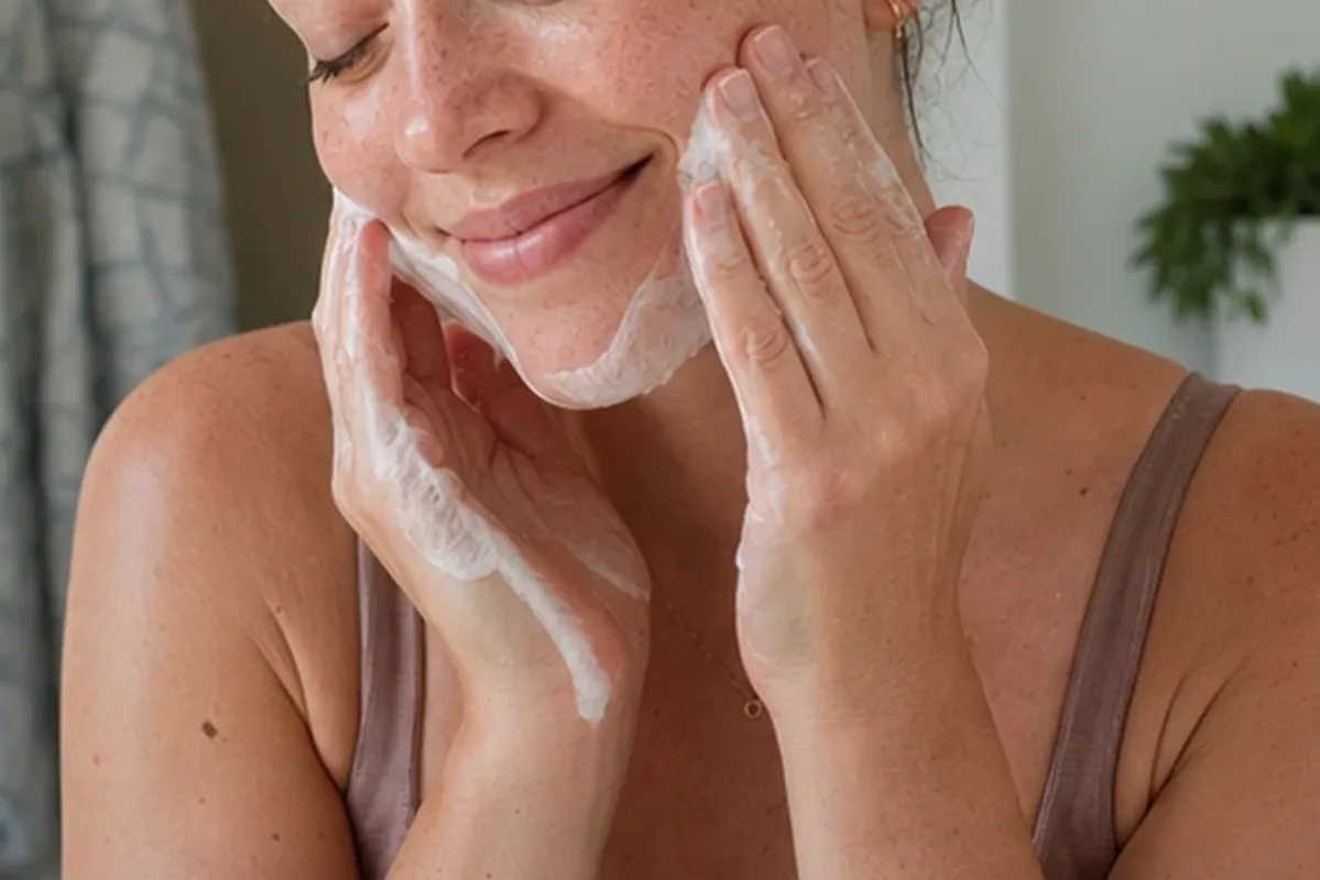 Hochwertige Beauty-Inszenierung zu Auswahlkriterien für Reinigungsöl bei ersten Fältchen