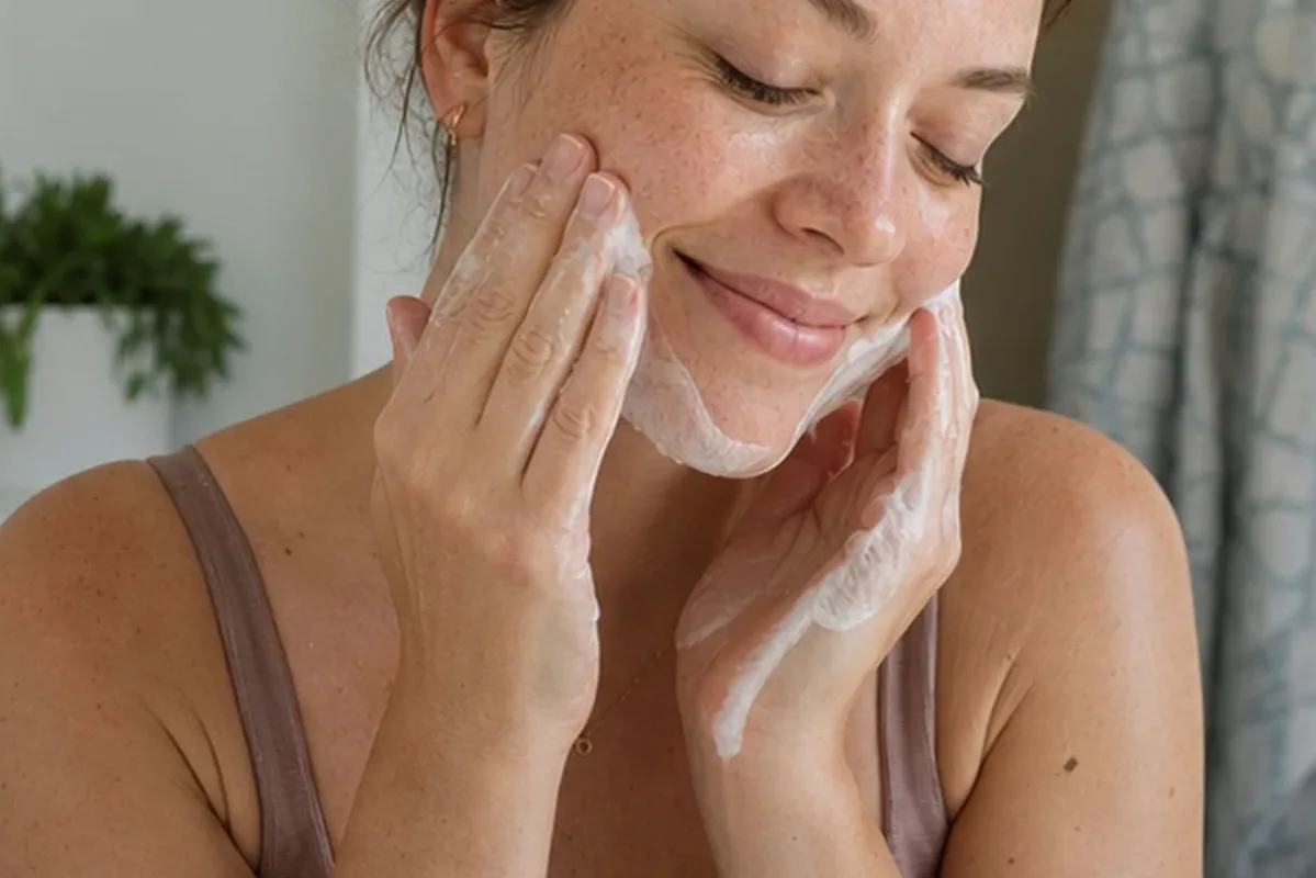 Authentischer Wohlfühlmoment passend zum Beauty-Thema Hautbarriere-Pflege für fettige Haut