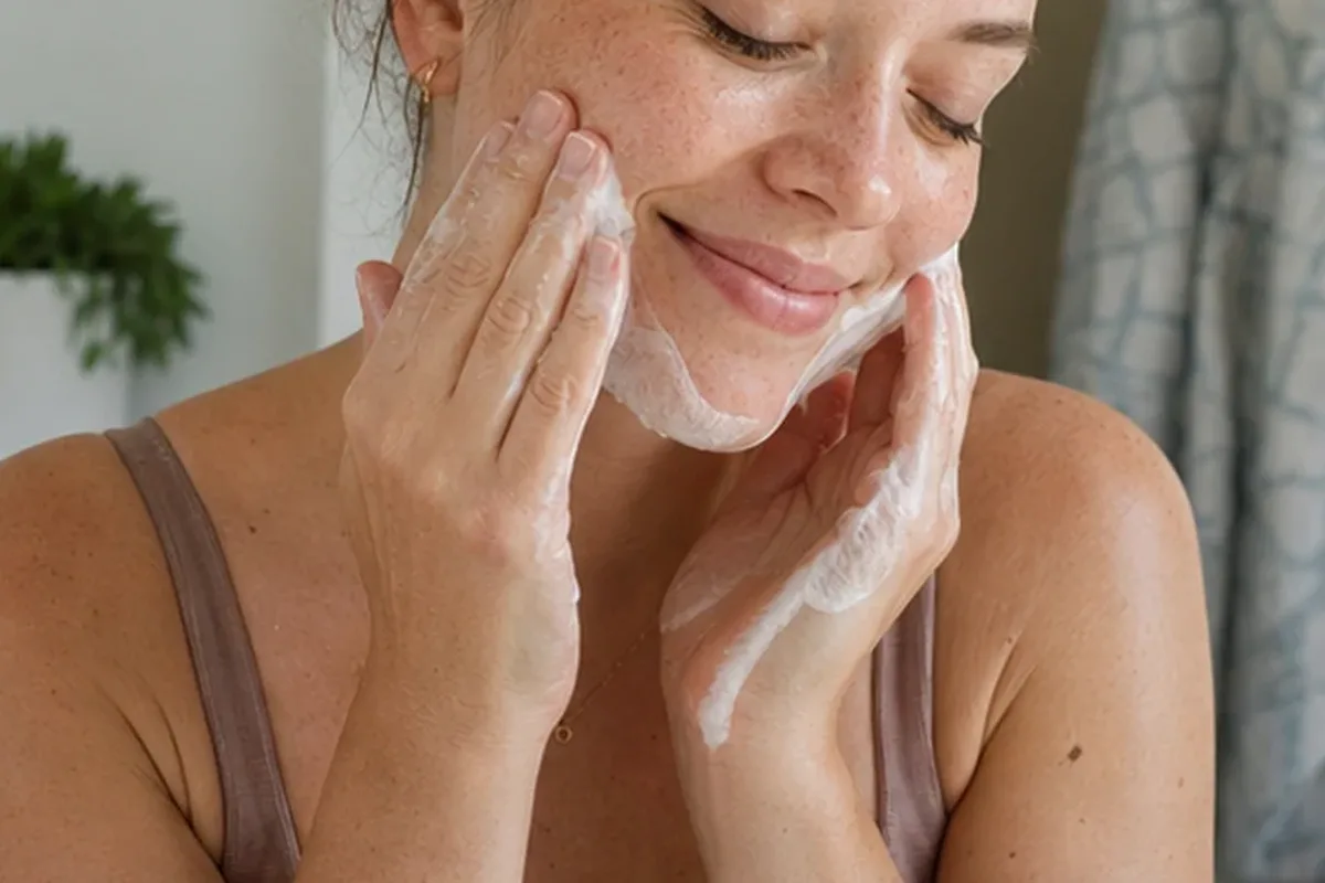 Authentischer Wohlfühlmoment passend zum Beauty-Thema Chemisches Peeling für trockene Haut