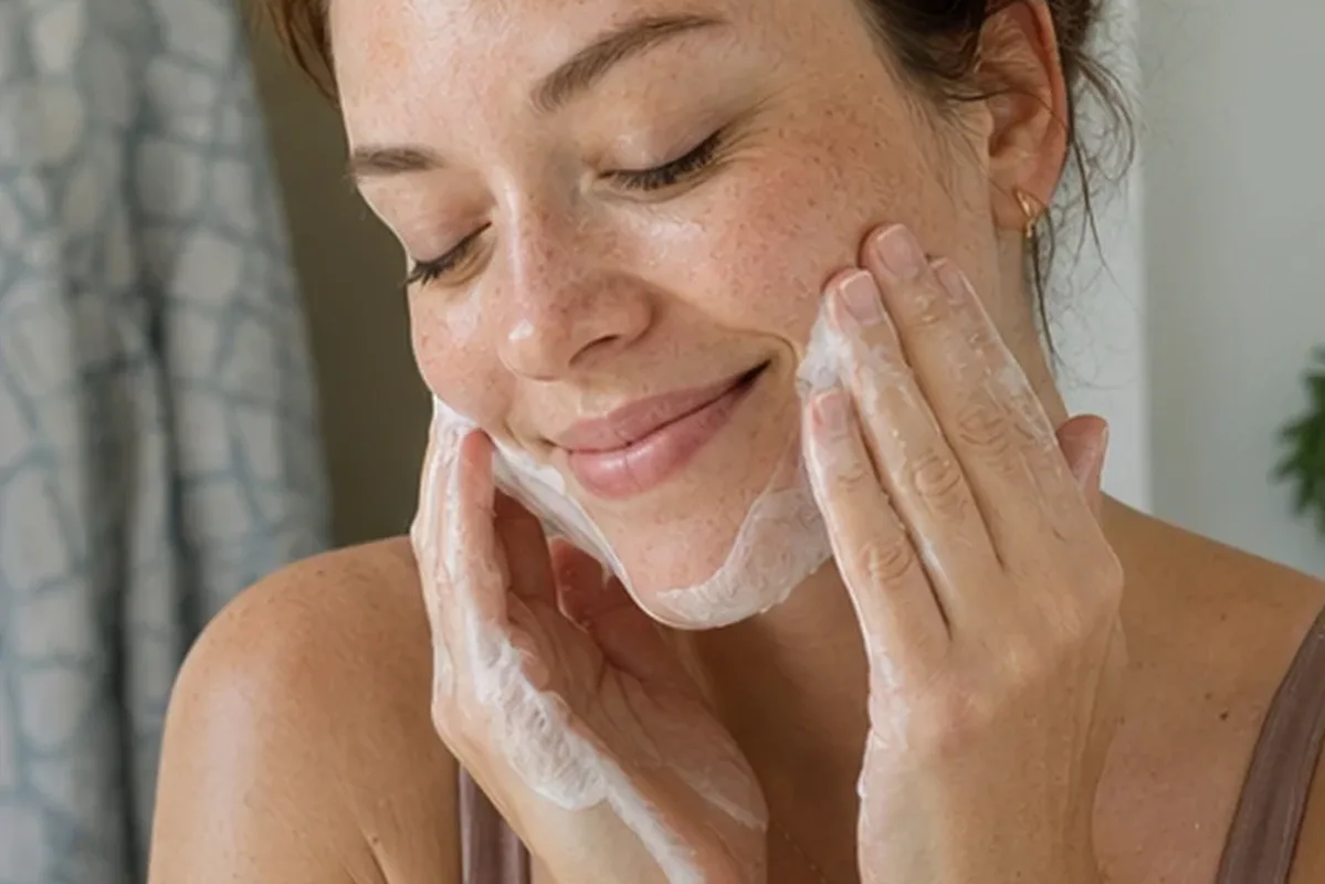 Authentischer Wohlfühlmoment passend zum Beauty-Thema Gesichtscreme bei Rötungen