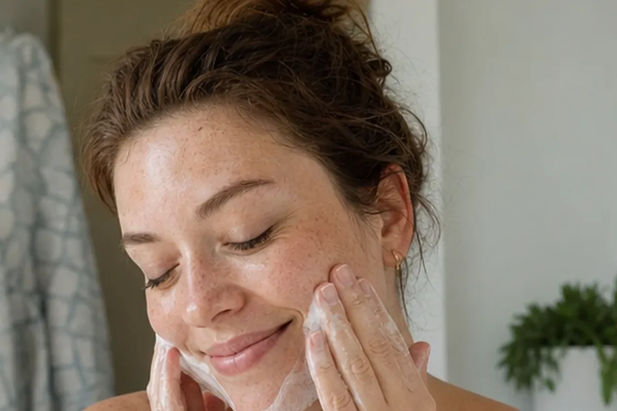 Hochwertige Beauty-Inszenierung zu Auswahlkriterien für Hautbarriere-Pflege bei ersten Fältchen