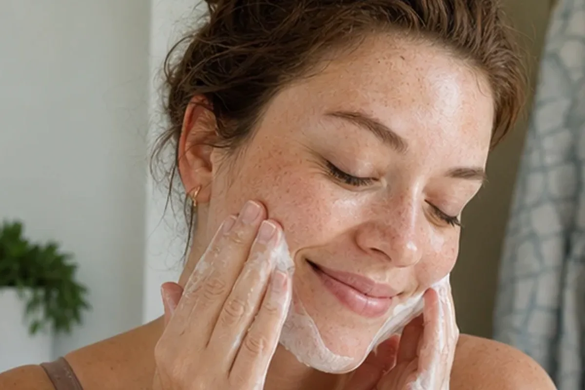 Authentischer Wohlfühlmoment passend zum Beauty-Thema Retinol-Serum für empfindliche Haut
