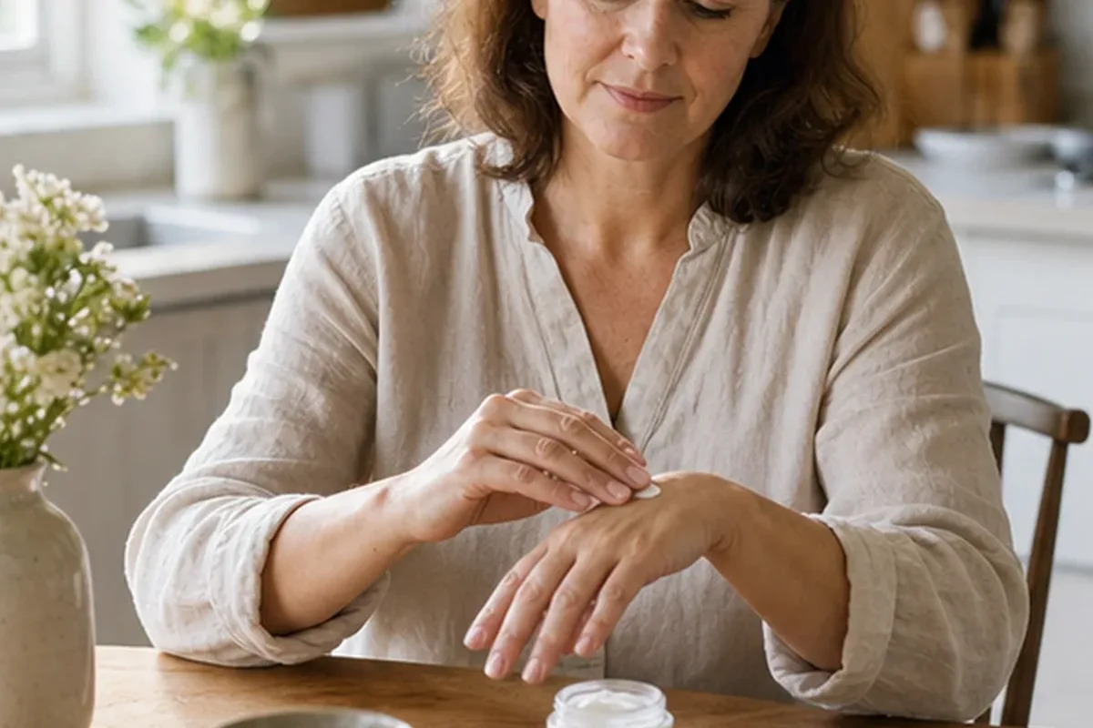 Authentischer Wohlfühlmoment passend zum Beauty-Thema Selbstbräuner bei Keratosis pilaris