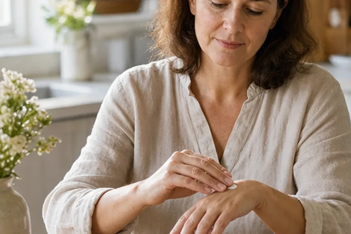 Authentischer Wohlfühlmoment passend zum Beauty-Thema Handcreme für beanspruchte Hände