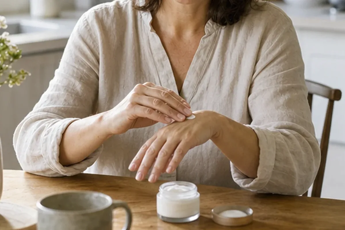 Authentischer Wohlfühlmoment passend zum Beauty-Thema Nagelöl für trockene Haut