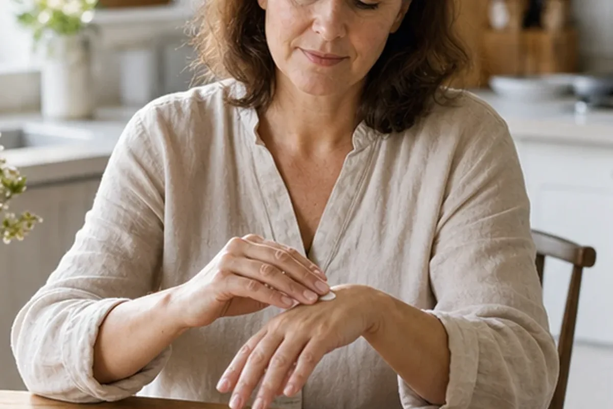 Redaktionelle Detailaufnahme zur Orientierung bei Badezusatz bei Keratosis pilaris