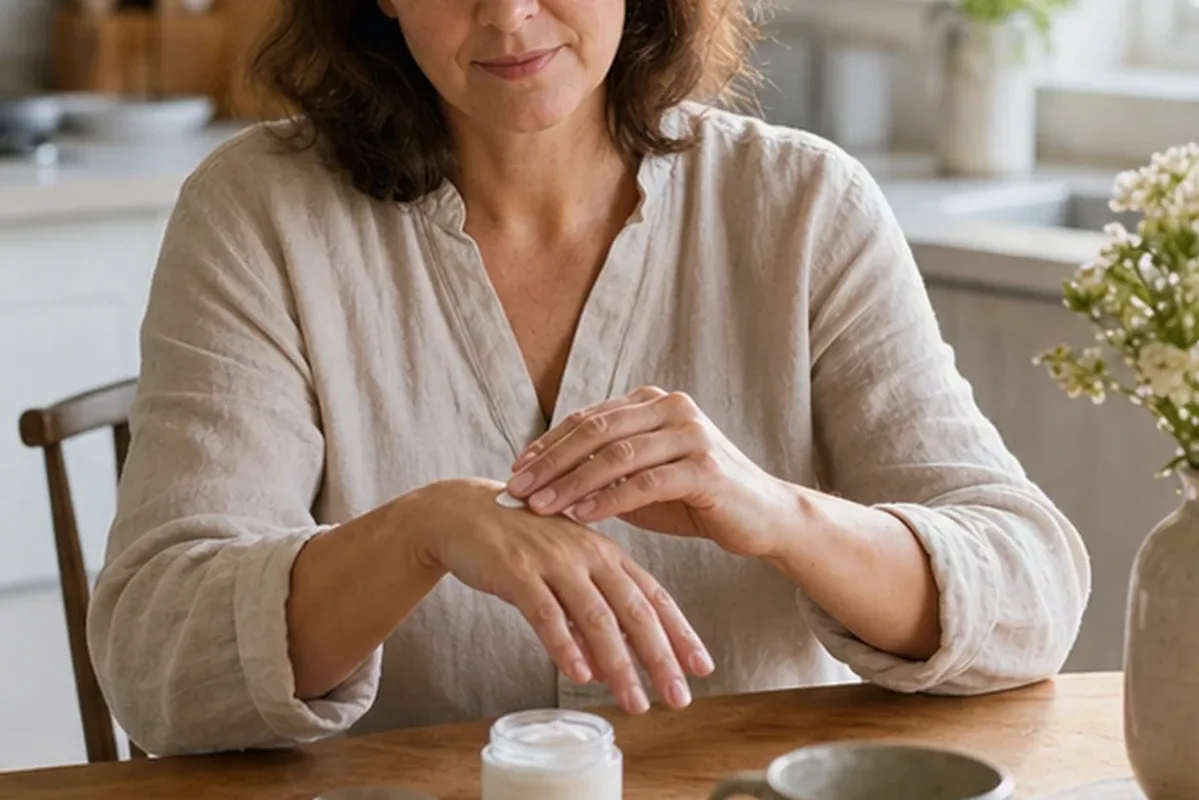 Authentische Beauty-Routine passend zum Thema After-Sun-Pflege für beanspruchte Hände