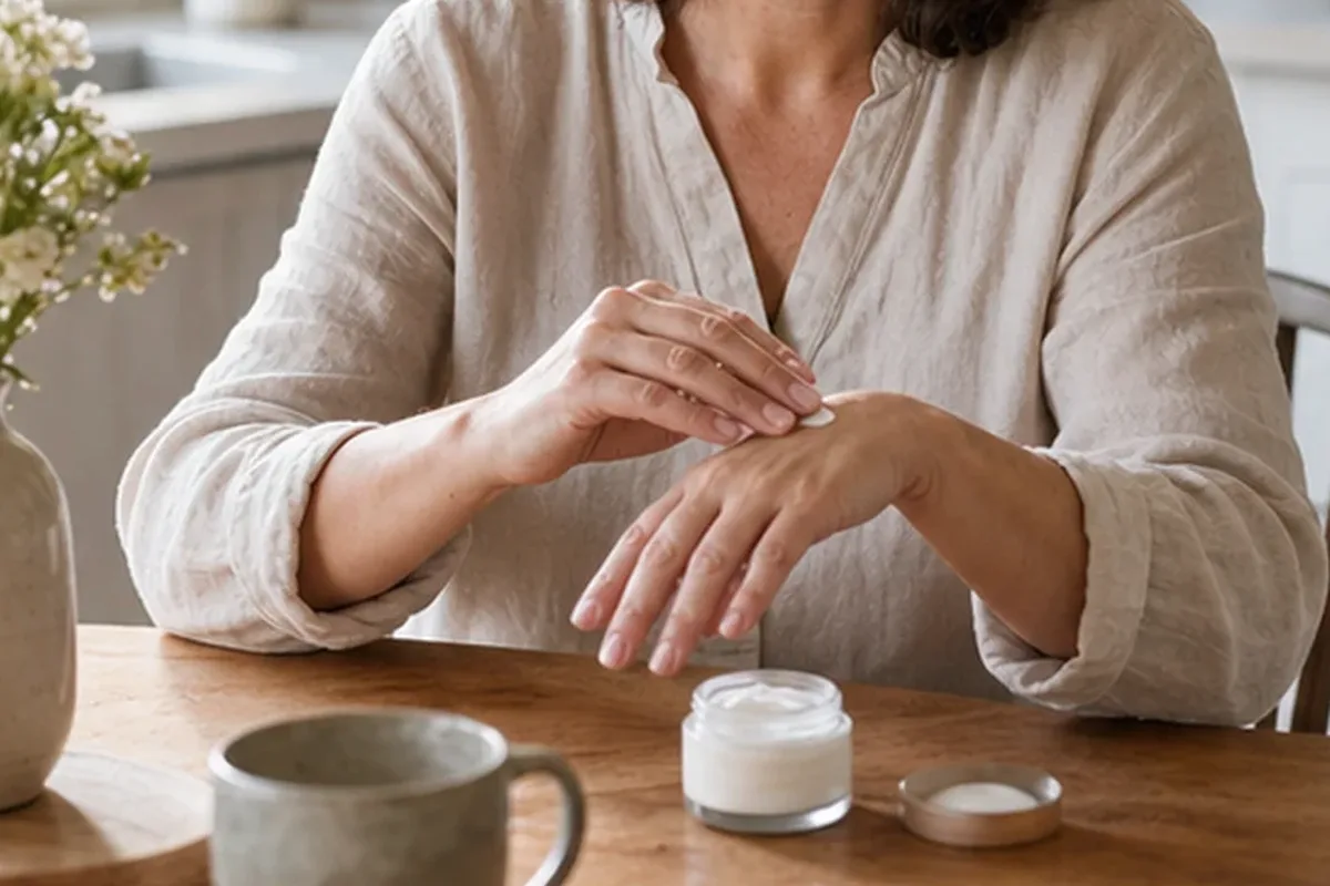 Emotionaler und authentischer Anwendungsmoment rund um Fußcreme für empfindliche Haut