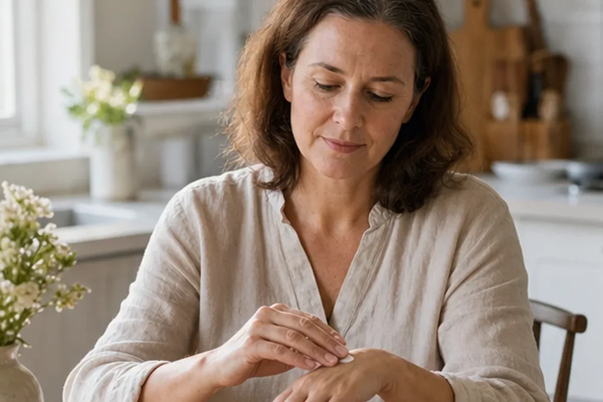 Authentischer Wohlfühlmoment passend zum Beauty-Thema Duschgel für empfindliche Haut
