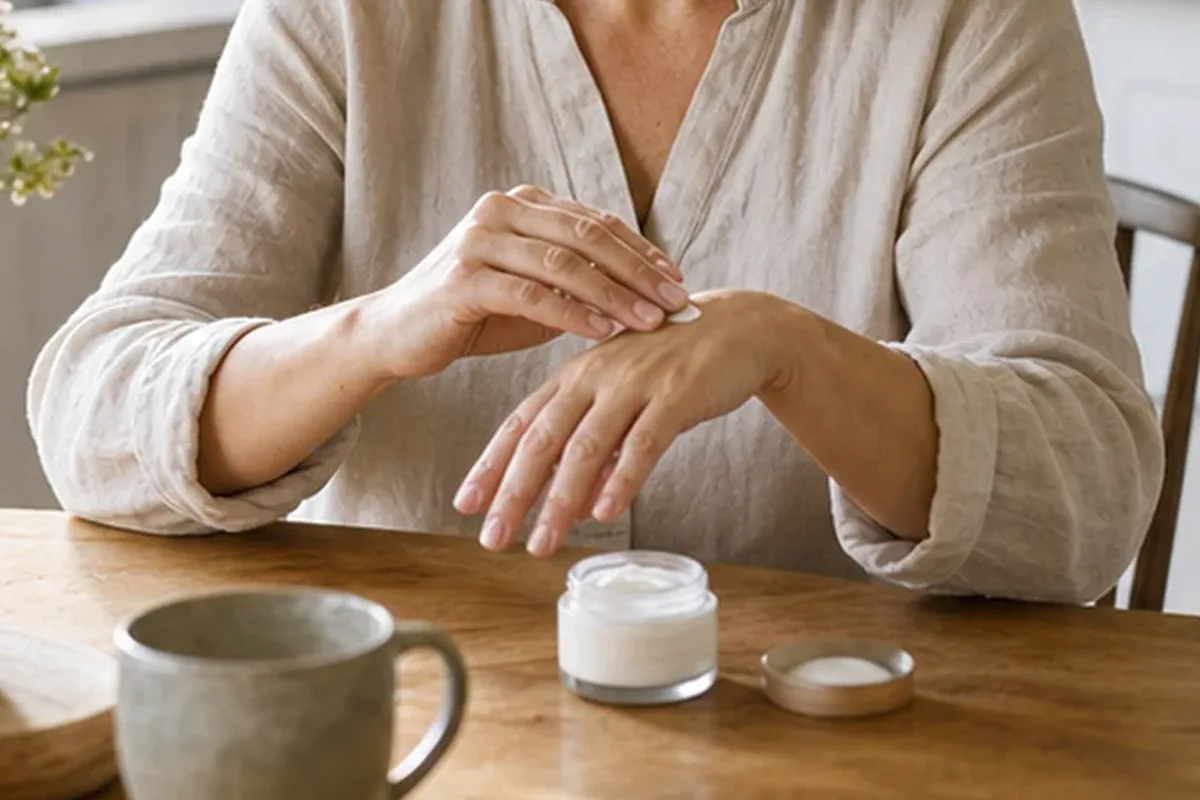 Authentischer Wohlfühlmoment passend zum Beauty-Thema Duschgel für müde Füße