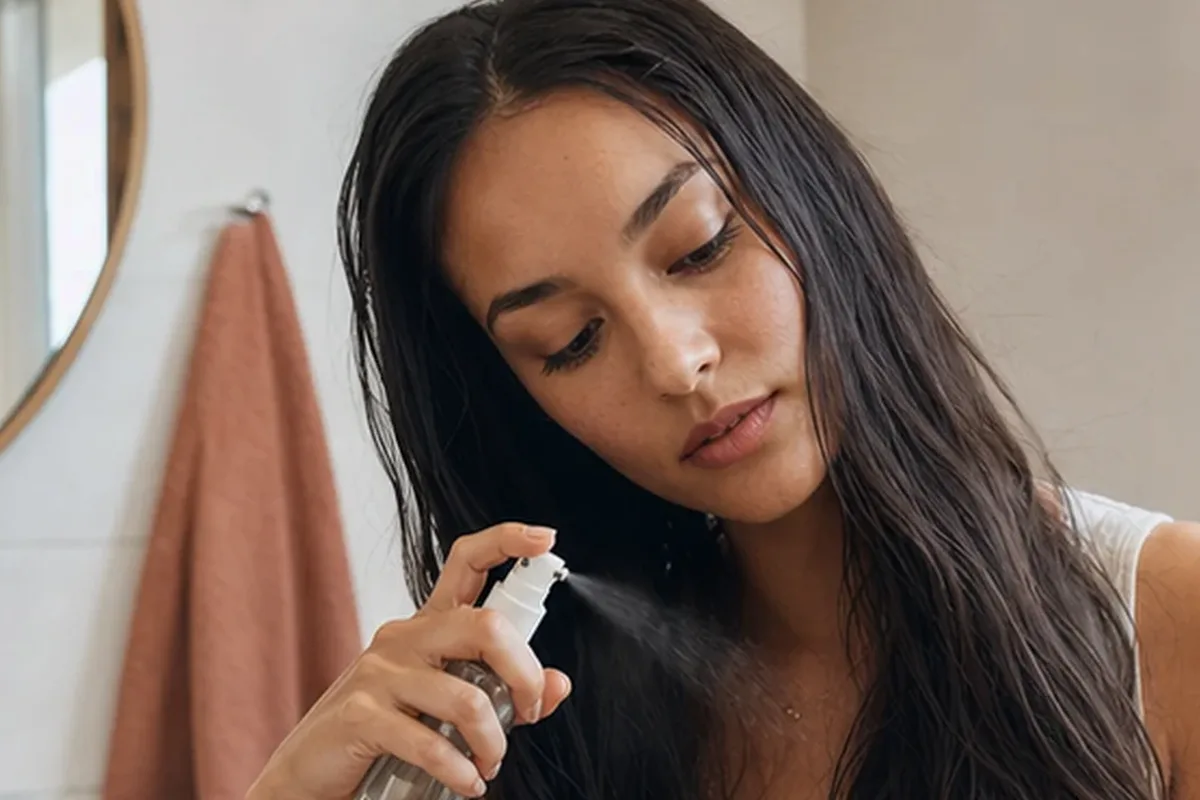 Authentischer Wohlfühlmoment passend zum Beauty-Thema Haarmaske bei Frizz