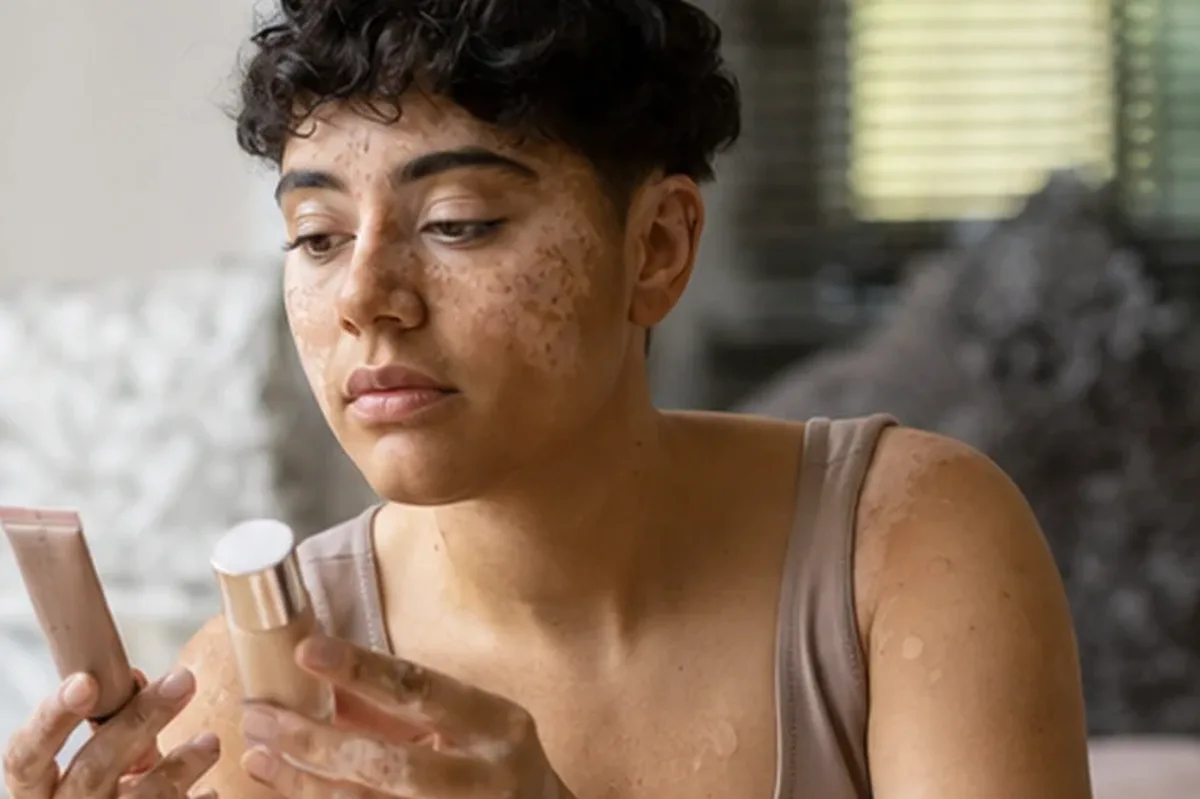 Redaktionelle Detailaufnahme zur Orientierung bei Rouge bei Rötungen