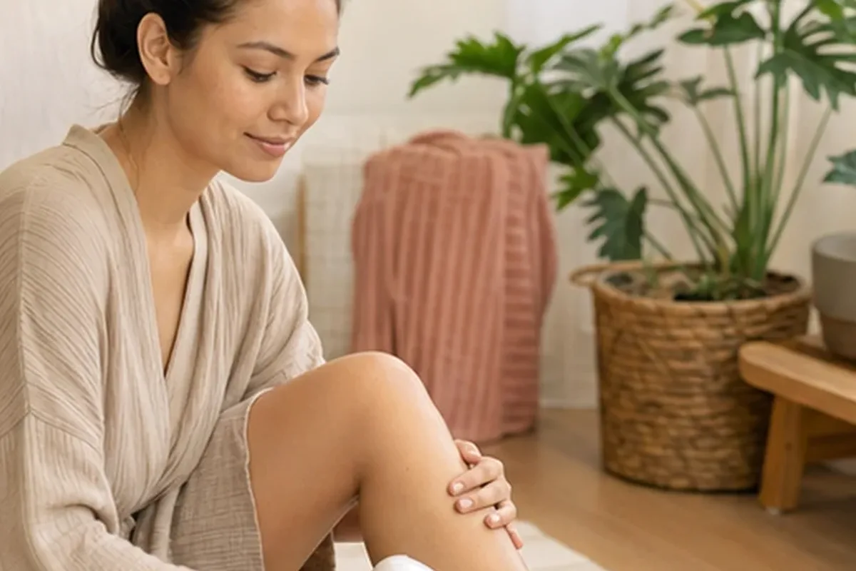 Authentischer Wohlfühlmoment passend zum Beauty-Thema IPL-Gerät für eine schnelle Anwendung