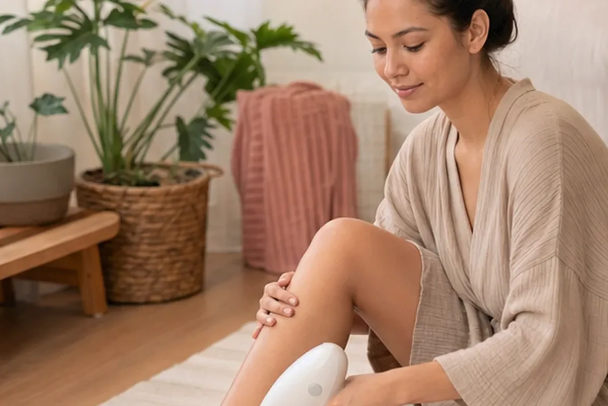 Emotionaler und authentischer Anwendungsmoment rund um Waxing-Set bei eingewachsenen Haaren