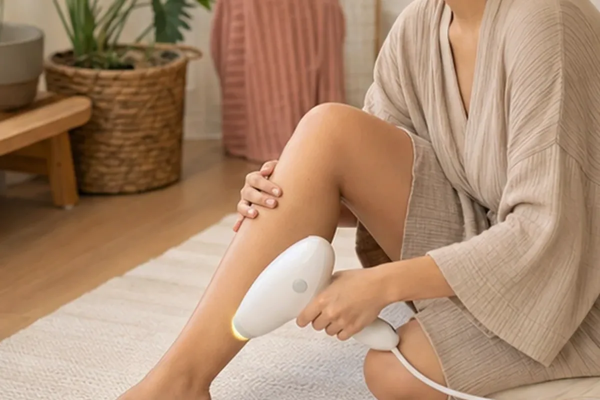 Authentischer Wohlfühlmoment passend zum Beauty-Thema Rasierhobel für eine schnelle Anwendung