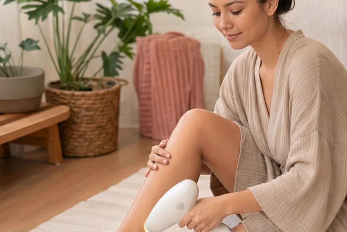Authentischer Wohlfühlmoment passend zum Beauty-Thema Enthaarungscreme für dunkle Haare