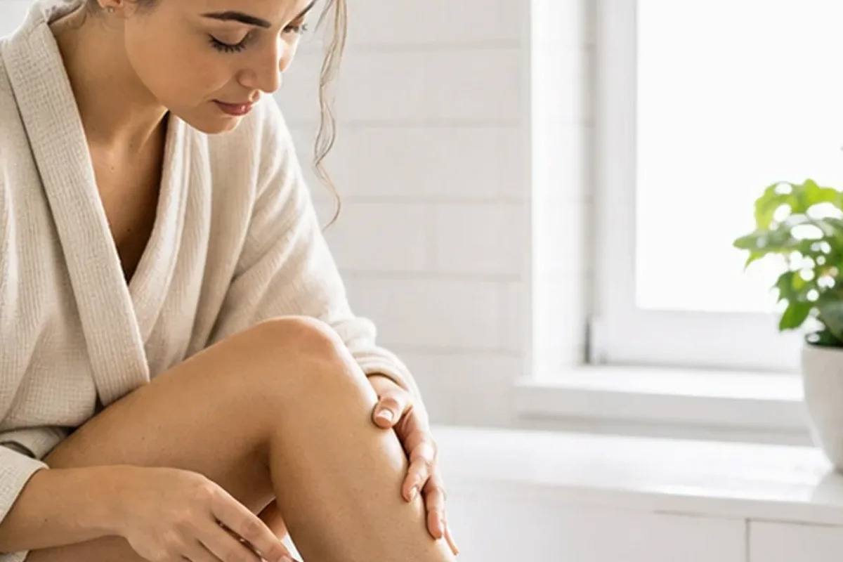 Authentischer Wohlfühlmoment passend zum Beauty-Thema Gesichtsrasierer für feine Haare