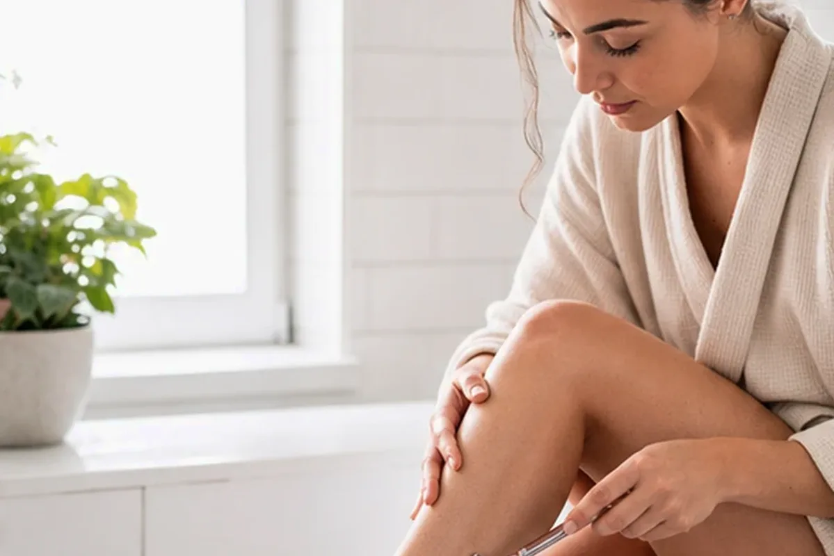 Redaktioneller Beauty-Moment zur Ausgangslage bei Peeling vor der Rasur bei Rasurbrand