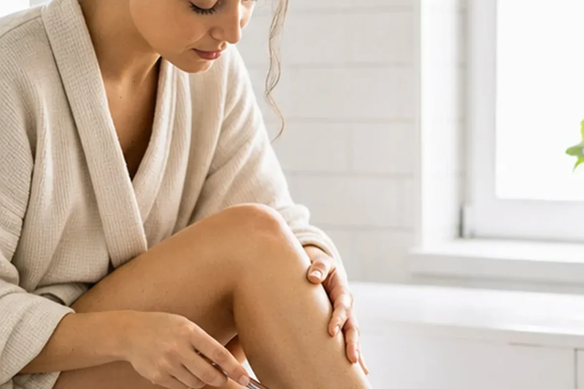 Emotionaler und authentischer Anwendungsmoment rund um Waxing-Set für dunkle Haare