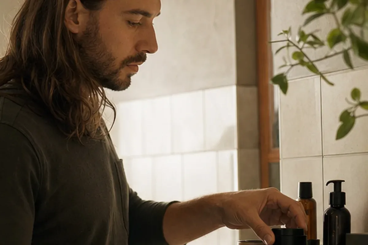 Redaktionelle Detailaufnahme zur Orientierung bei After Shave bei wenig Zeit