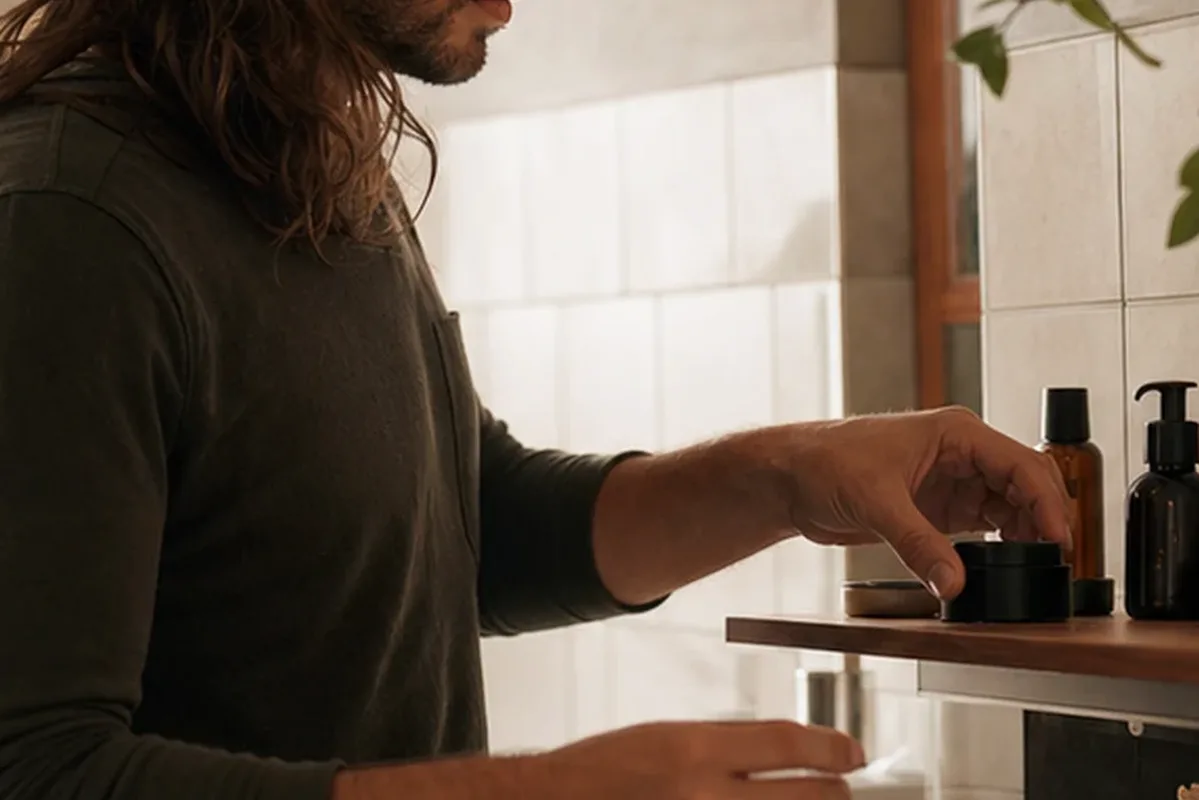 Authentischer Wohlfühlmoment passend zum Beauty-Thema Männer-Deodorant für empfindliche Haut