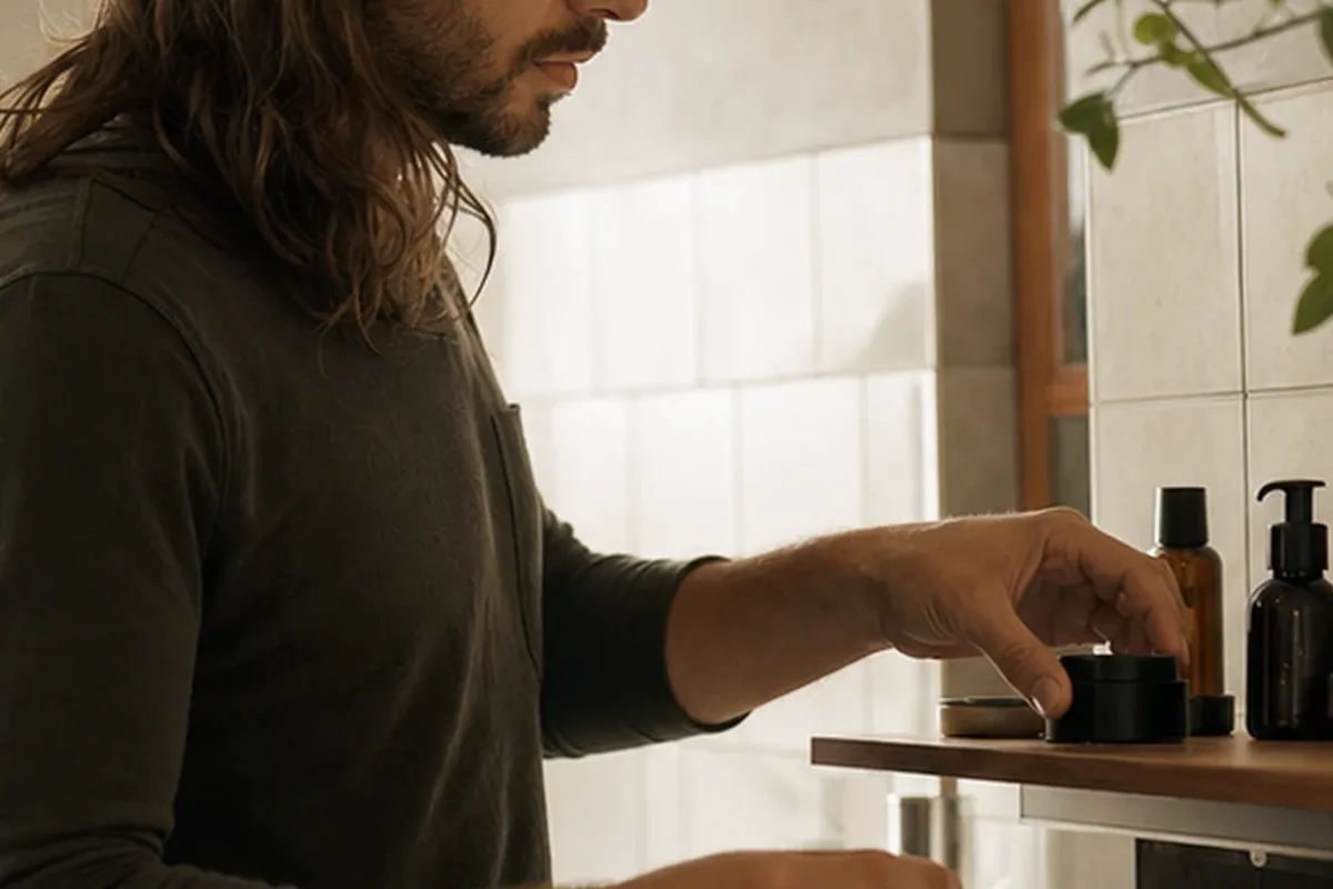 Emotionaler und authentischer Anwendungsmoment rund um After Shave für trockene Haut