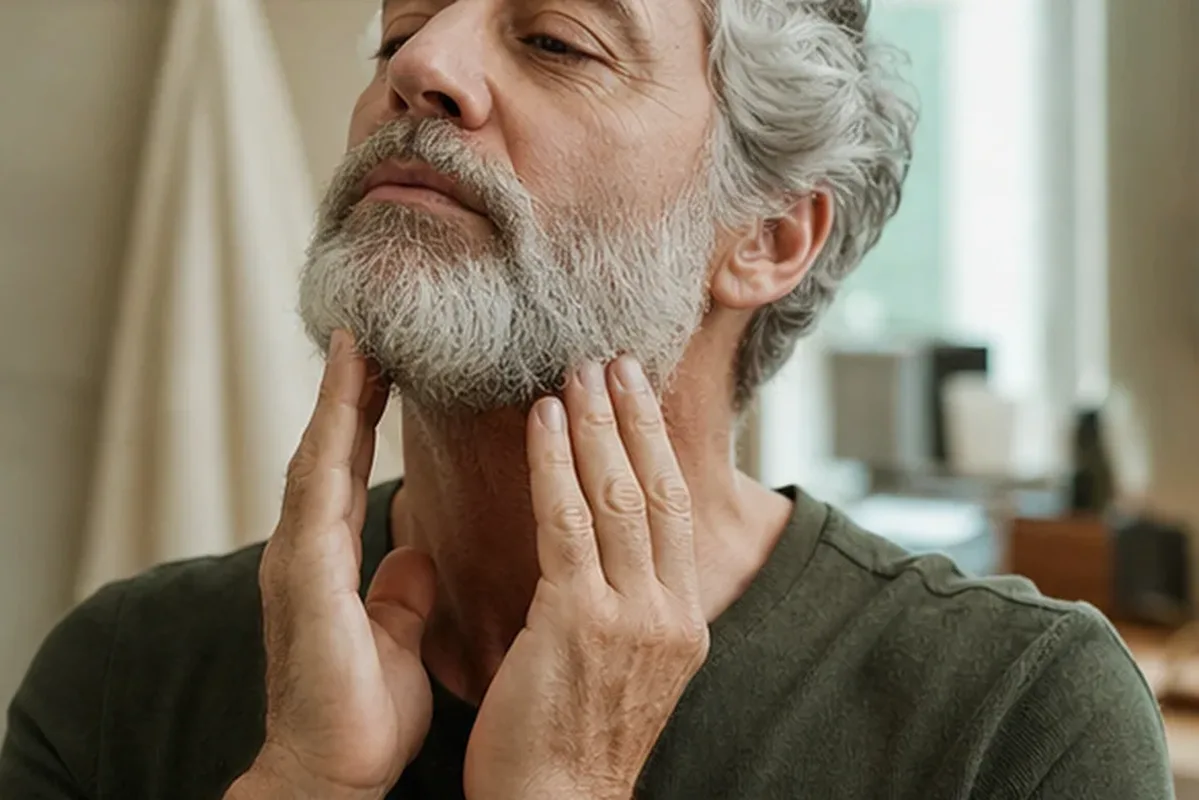 Authentischer Wohlfühlmoment passend zum Beauty-Thema Männer-Shampoo für Pflege-Einsteiger