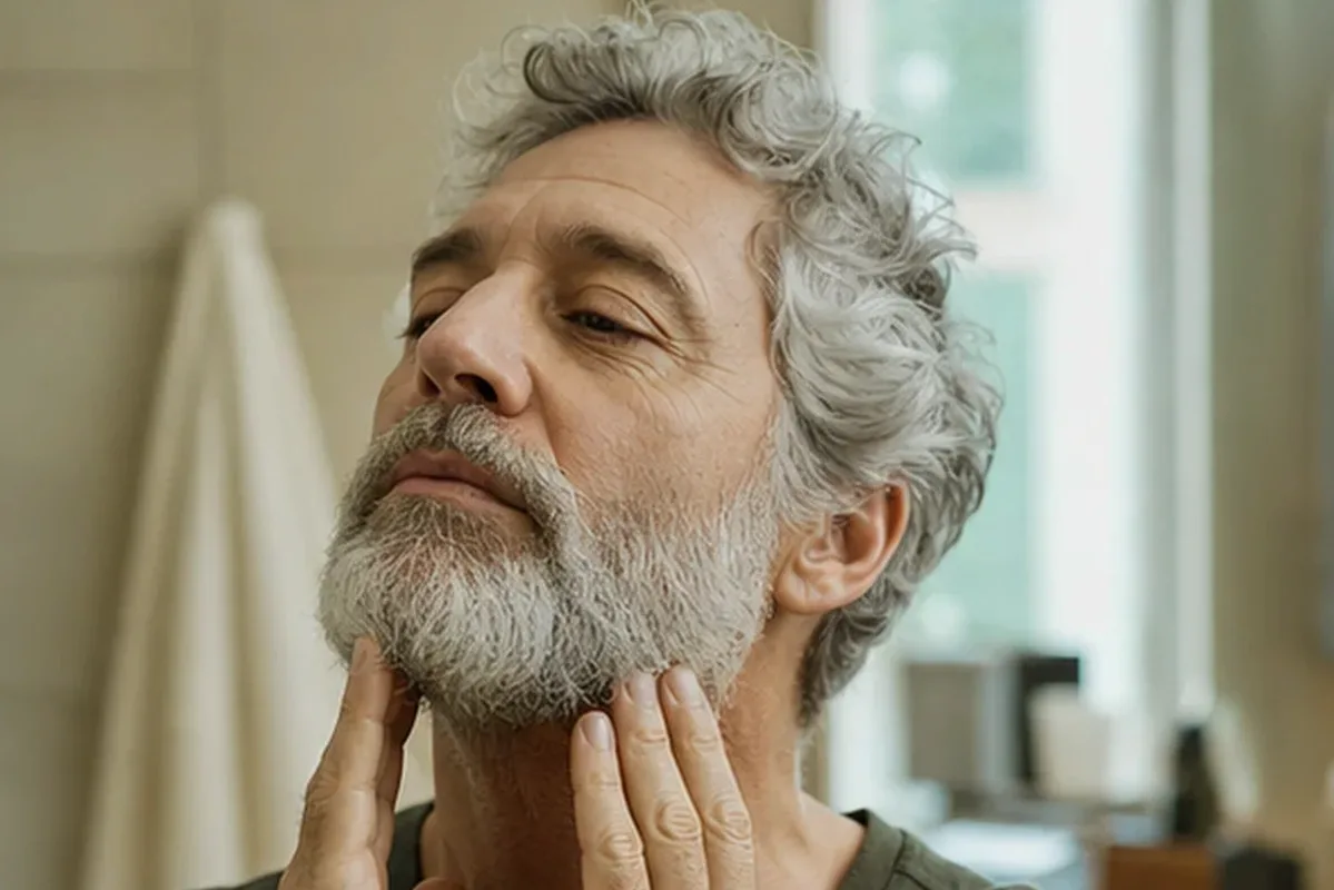 Redaktionelle Detailaufnahme zur Orientierung bei After Shave für fettige Haut