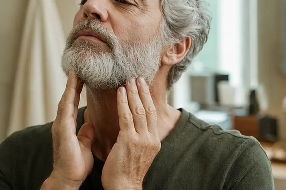Authentischer Wohlfühlmoment passend zum Beauty-Thema Männer-Körperpflege für empfindliche Haut