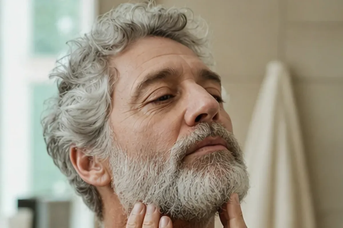 Authentischer Wohlfühlmoment passend zum Beauty-Thema Männer-Shampoo für fettige Haut
