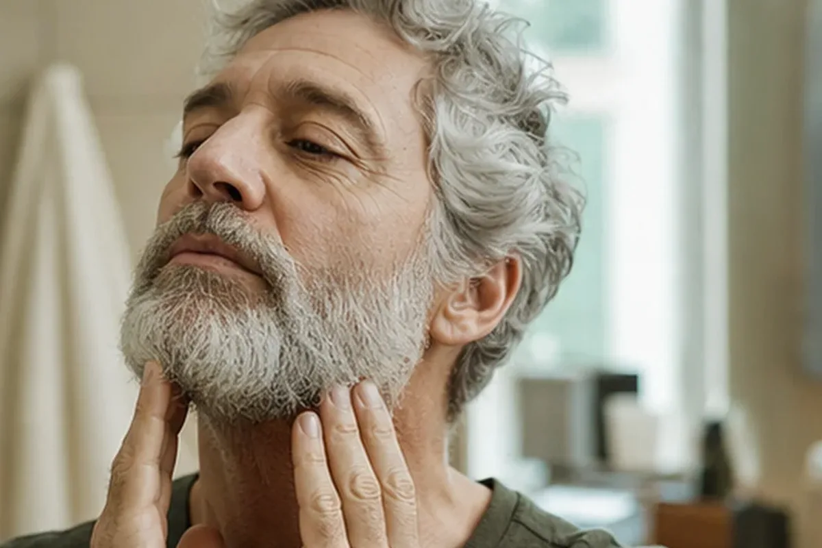 Authentischer Wohlfühlmoment passend zum Beauty-Thema After Shave für empfindliche Haut