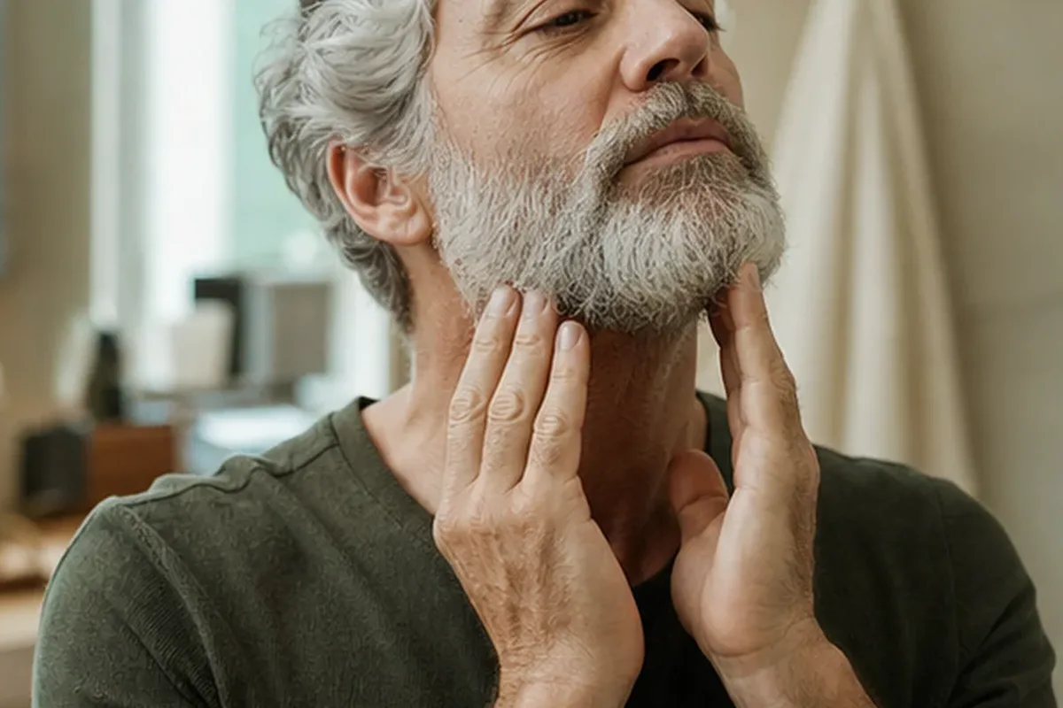 Authentischer Wohlfühlmoment passend zum Beauty-Thema Bartöl für empfindliche Haut