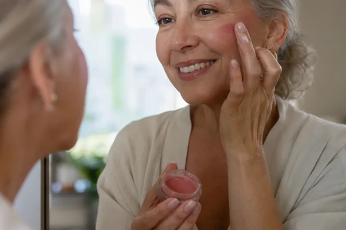 Authentischer Wohlfühlmoment passend zum Beauty-Thema Highlighter für empfindliche Haut
