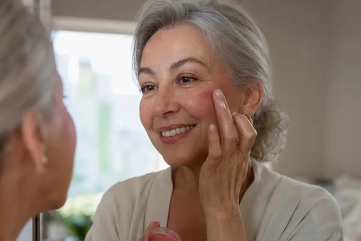 Authentischer Wohlfühlmoment passend zum Beauty-Thema Rouge für langen Halt
