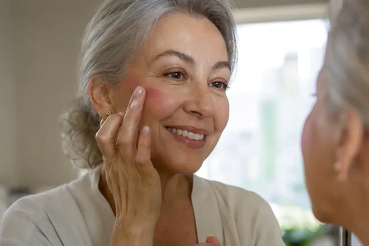 Redaktioneller Beauty-Moment zur Ausgangslage bei Puder für reife Haut