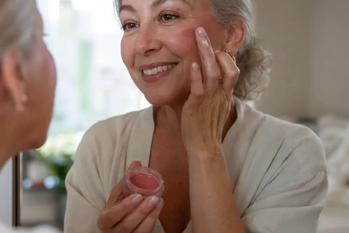 Emotionaler und authentischer Anwendungsmoment rund um Make-up-Pinsel für empfindliche Haut