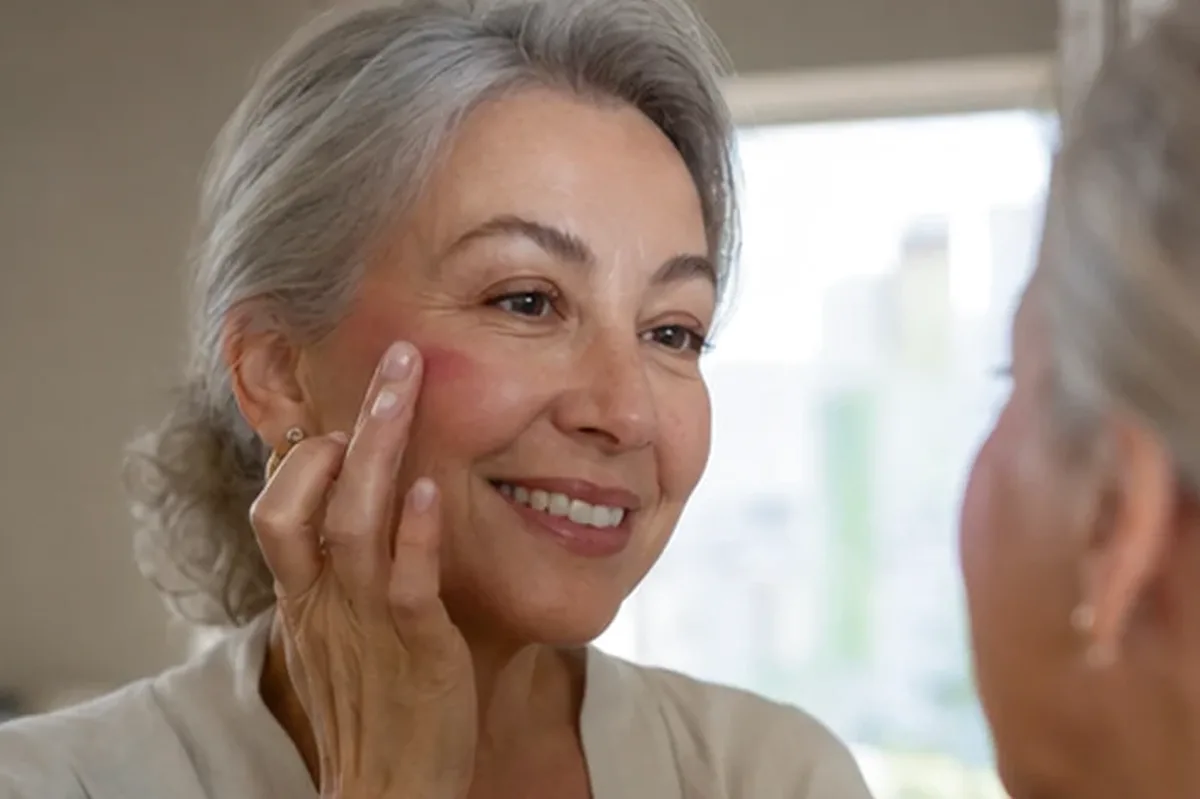 Emotionaler und authentischer Anwendungsmoment rund um Make-up-Pinsel für trockene Haut