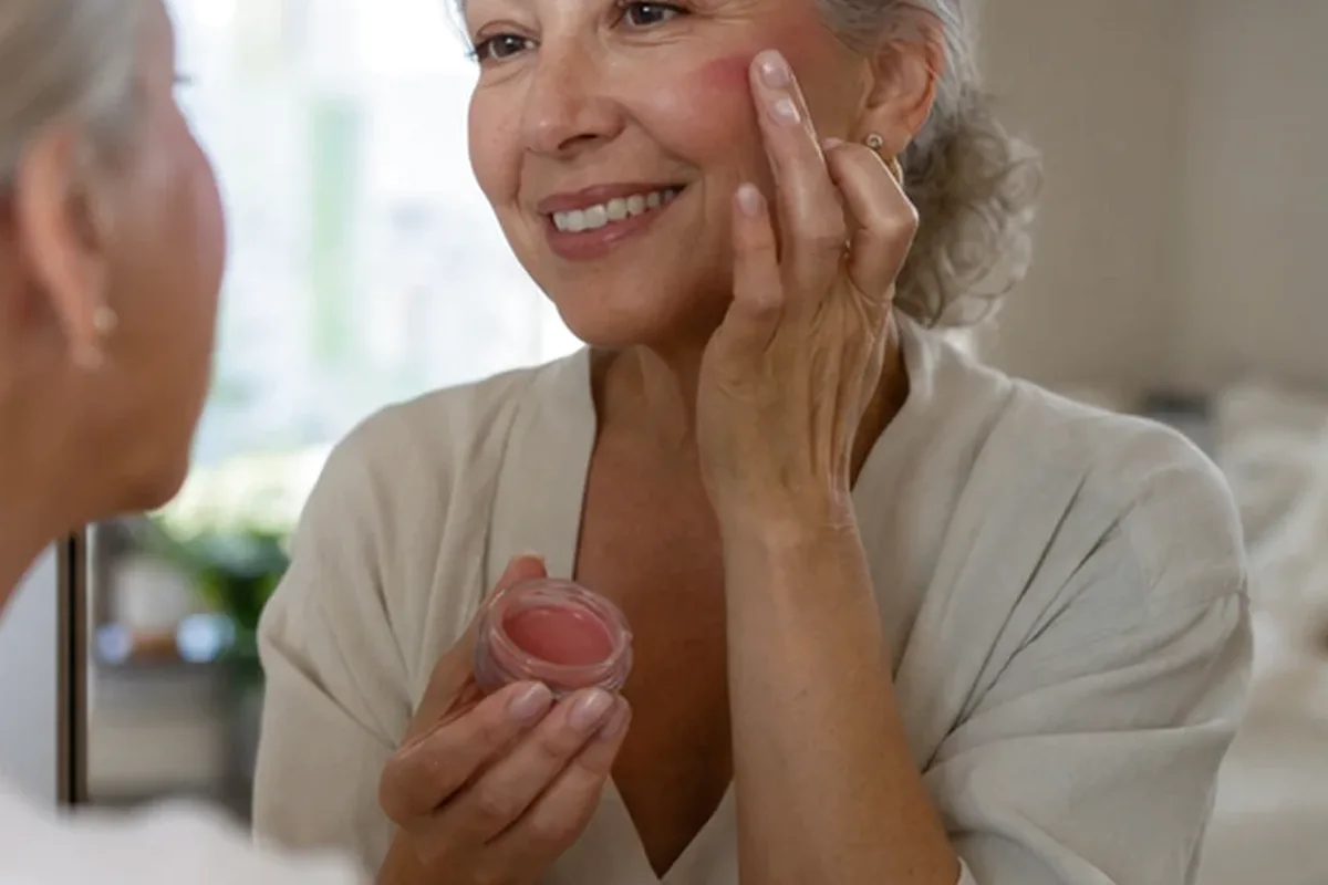 Authentischer Wohlfühlmoment passend zum Beauty-Thema Puder für ölige Haut
