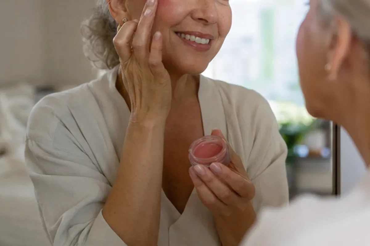 Authentischer Wohlfühlmoment passend zum Beauty-Thema Puder für empfindliche Haut