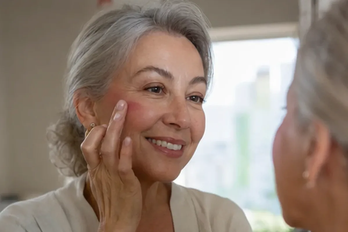 Emotionaler und authentischer Anwendungsmoment rund um Make-up-Pinsel für langen Halt