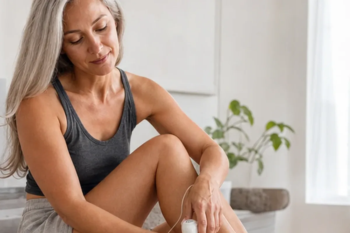 Authentischer Wohlfühlmoment passend zum Beauty-Thema Body-Trimmer bei eingewachsenen Haaren