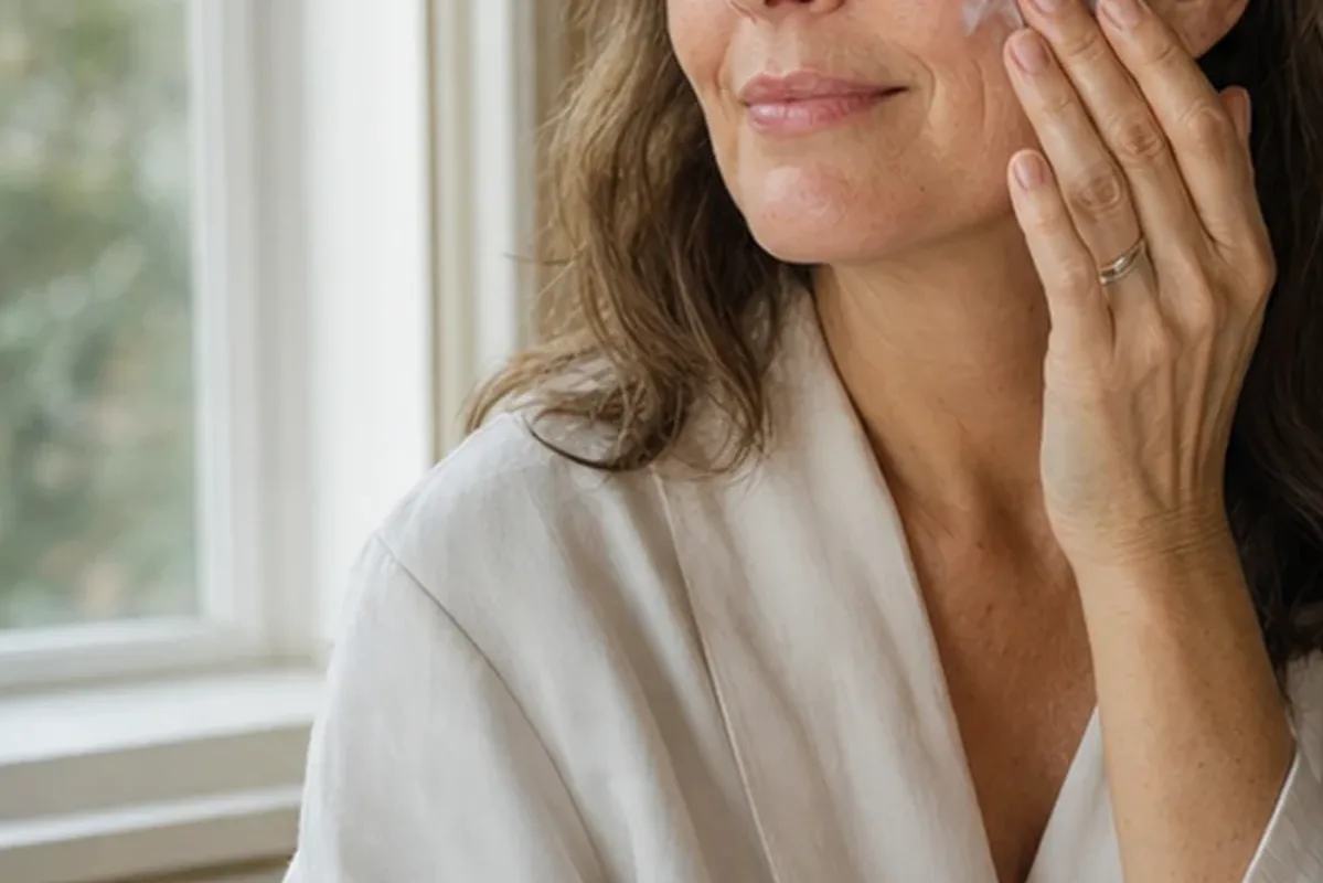 Authentischer Wohlfühlmoment passend zum Beauty-Thema Gesichtswasser bei Pigmentflecken