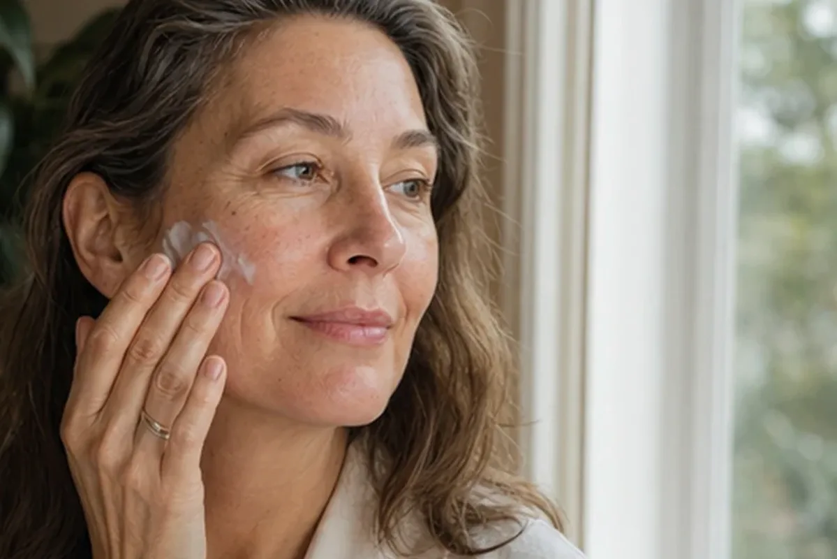 Emotionaler und authentischer Anwendungsmoment rund um Anti-Aging-Routine für fettige Haut