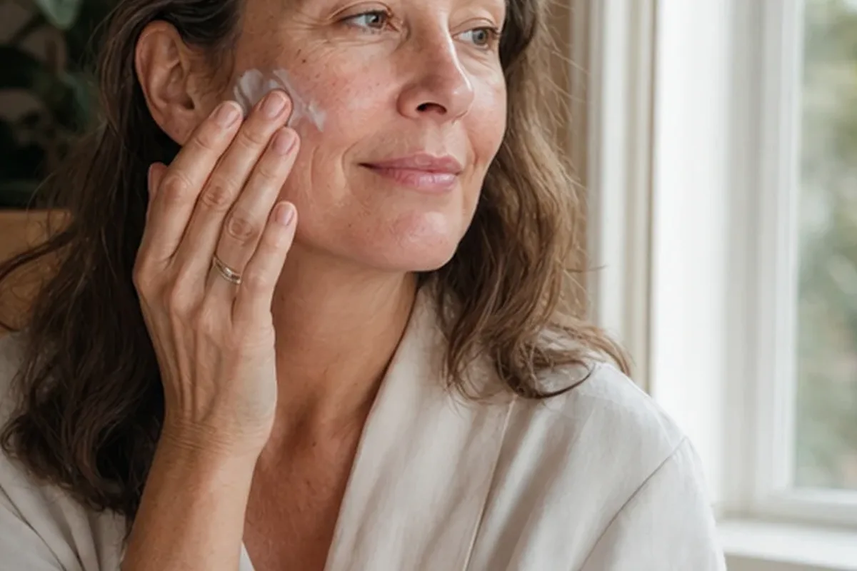 Authentischer Wohlfühlmoment passend zum Beauty-Thema Feuchtigkeitsserum für trockene Haut
