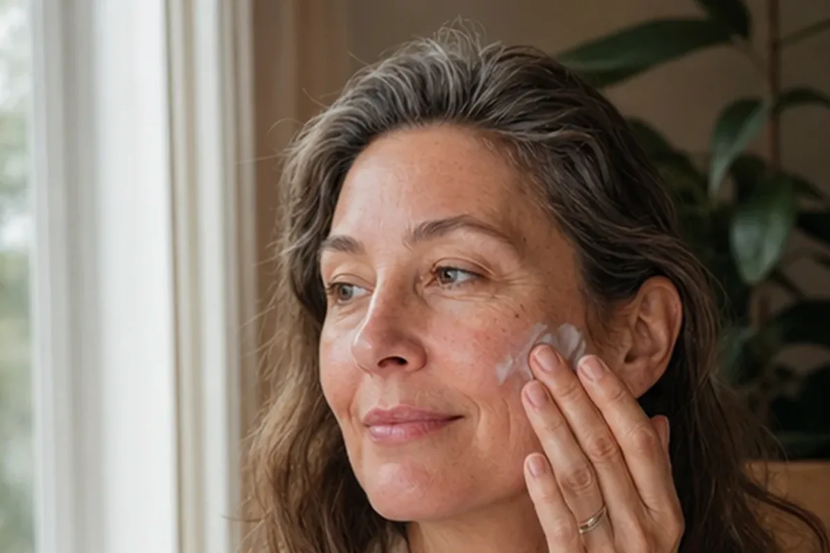 Authentischer Wohlfühlmoment passend zum Beauty-Thema Mizellenwasser bei ersten Fältchen