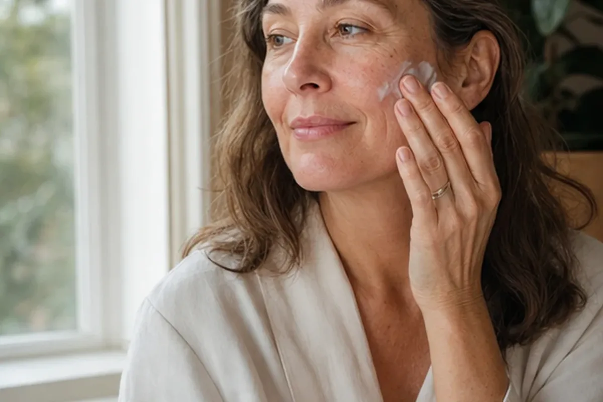 Authentischer Wohlfühlmoment passend zum Beauty-Thema Niacinamid-Serum bei Pigmentflecken