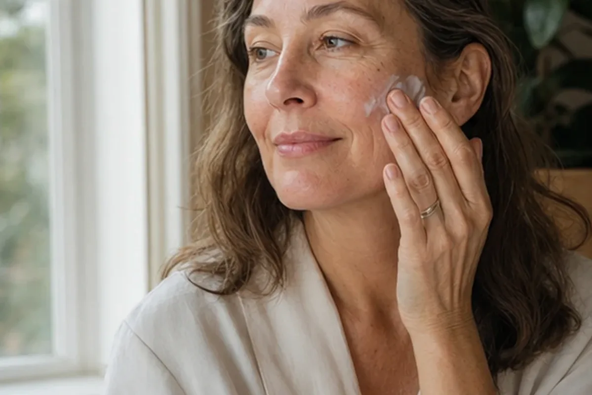 Emotionaler und authentischer Anwendungsmoment rund um Anti-Aging-Routine für fettige Haut